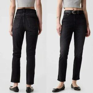 GAP Vintage Slim High Rise Jeans Black Pockets Zip Fly Size 28/6R NWT